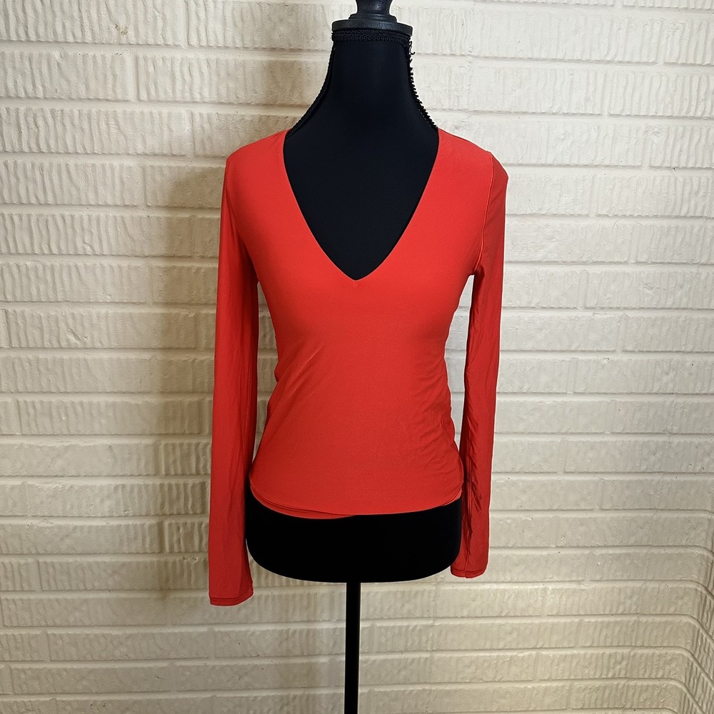 Smoothiez by Aerie Sz M Long Sleeve Top Smoothing V Neck Casual Loungewear